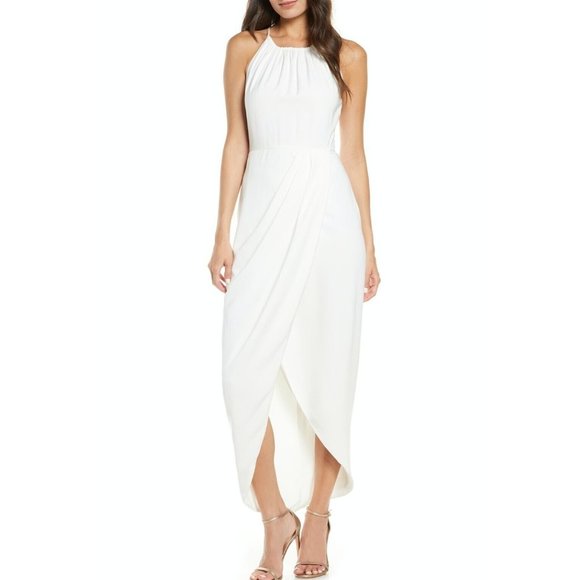 🆕SHONA JOY Draped Halter Tulip Gown Dress Ivory 8